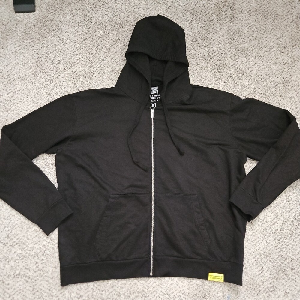 Thats A Awful Lot Of Cough Syrup BLANK Black Zip Up Hoodie Size XL